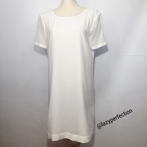 Theory White V Button Down Back Cotton Dress - Picture 2 of 8